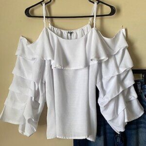 White Off-The-Shoulder Layered Blouse